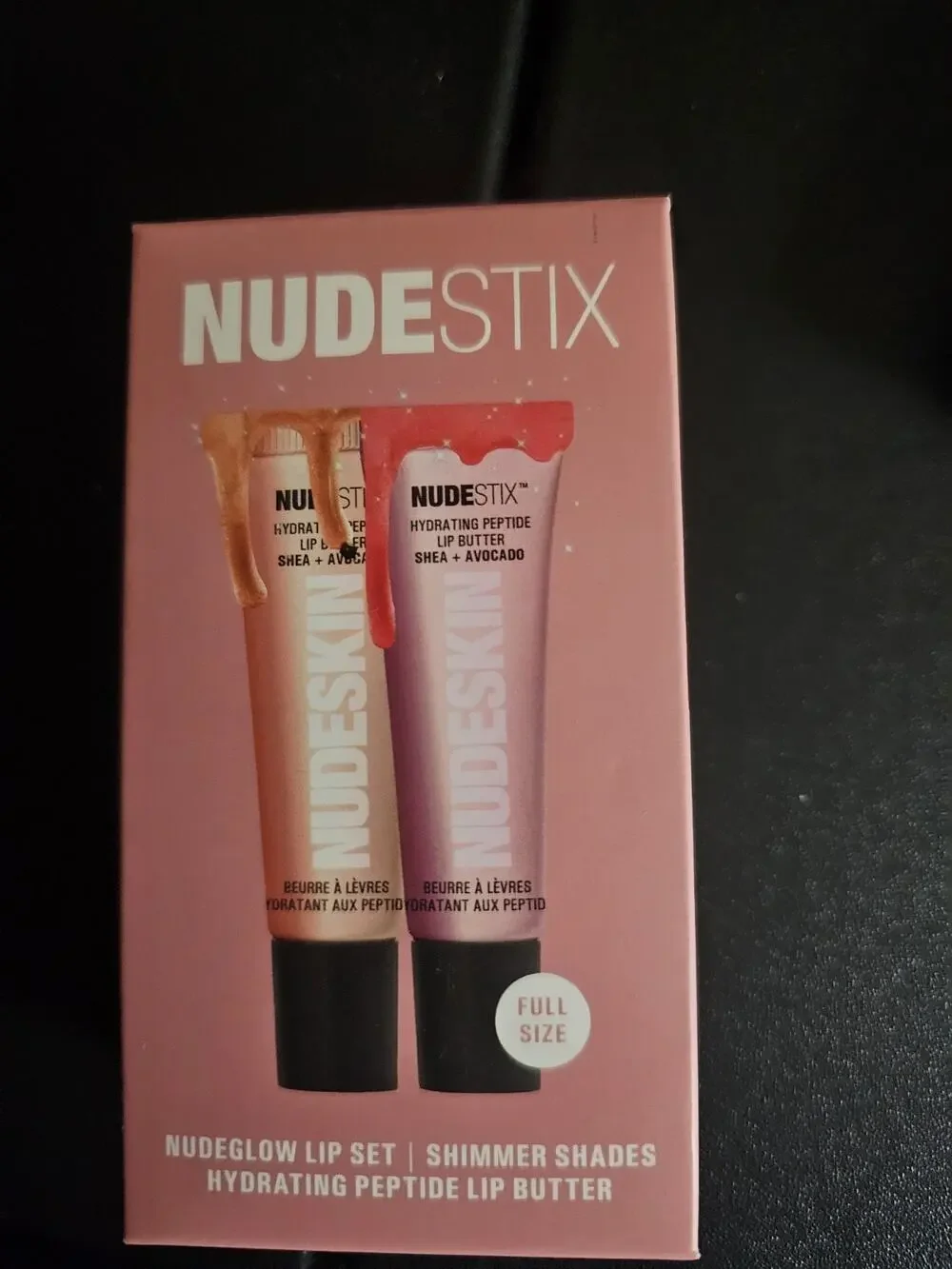 Nudestix Nudeglow 2-Piece Lip Set ~ Shimmer Shades (Vanilla/Rose) ~ Full Size